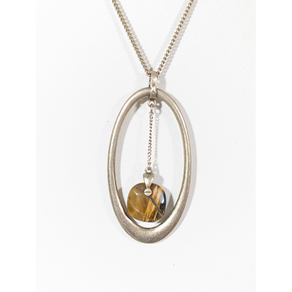 Kenneth Cole New York Tigers Eye Bronze Tone Pendant Necklace 22 in Boho